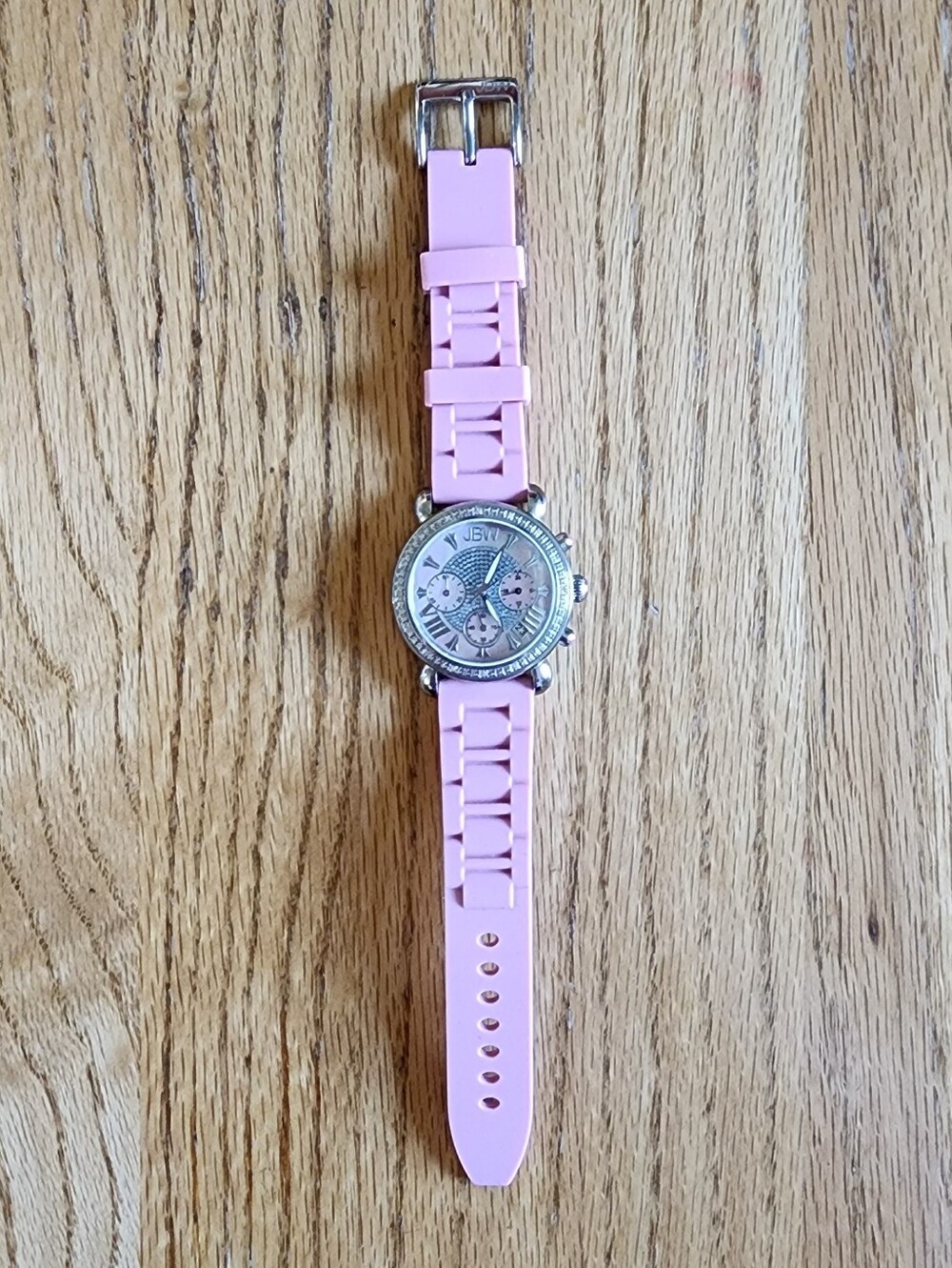 JBW Women's Accessories Rhinestone Face Pink Silicone Band Casual Watch
